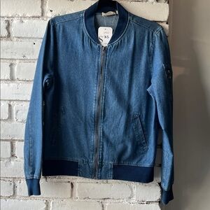 Denim Bomber Jacket in Medium Blue lightweight spring jacket rd style